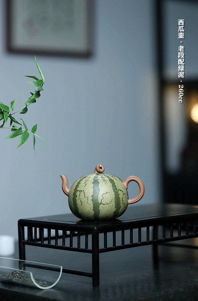 Set of 3pcs chinese Yixing Handmade Zisha teapot Duanclay watermelon Gongfu cup