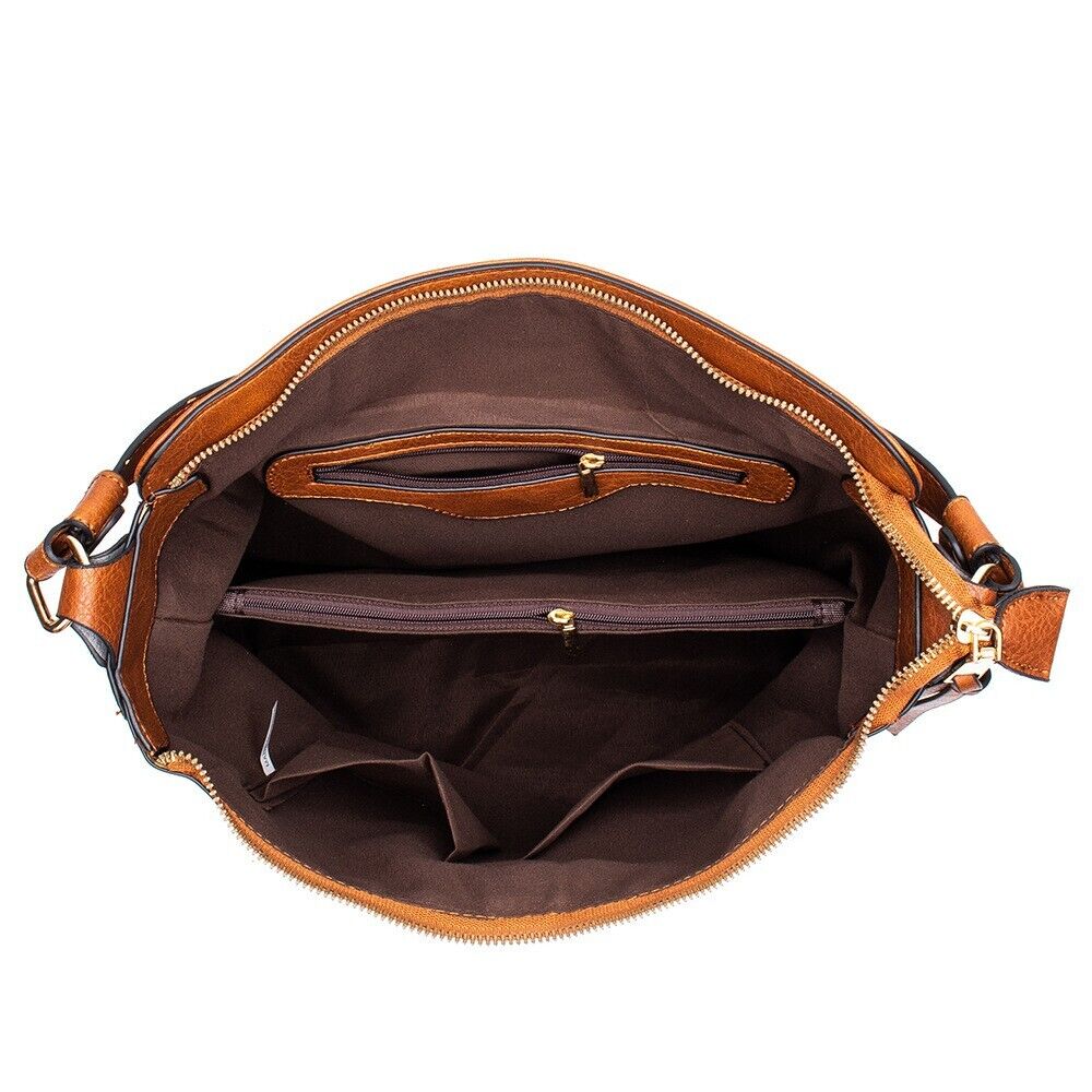 Brown Women's Large Tote Bag Faux Leather Ladies Shopper Shoulder Bag Cross Body