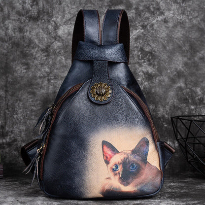 Desinger Travel Backpack, Top Cowhide Leather Women's embossed Shoulder Bag