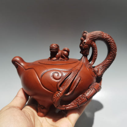 Chinese Yixing Zisha Clay Exquisite Dragon Statue Zisha Teapot Tea Set