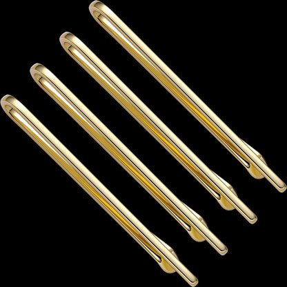 Men Tie Clip 4Pcs Set Stainless Steel Skinny Bar Gift Box Packed Wedding Jewelry