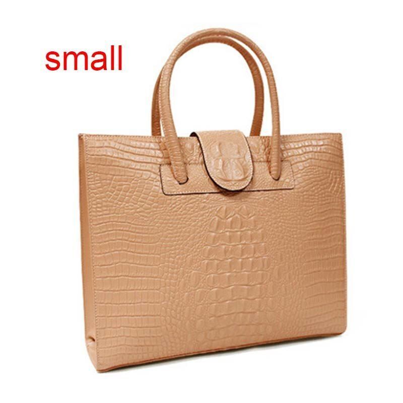 Briefcase Genuine Leather Handbag Big Totes Large Shoulder Bag Crocodile Pattern