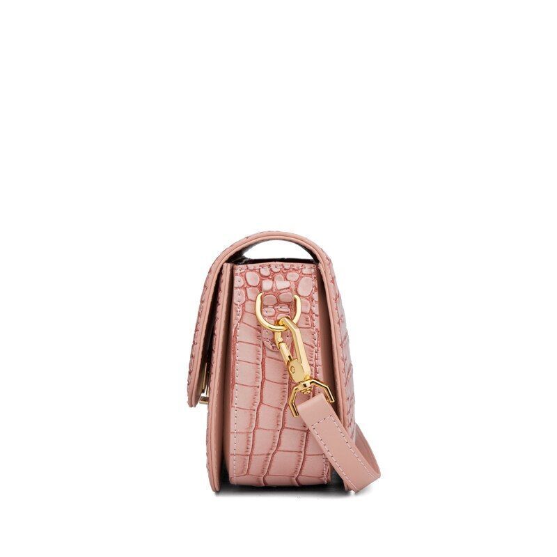 Genuine Cow Leather Shoulder Bags Purse Messenger Pouch 24.5*7*13 CM Pink Nylon