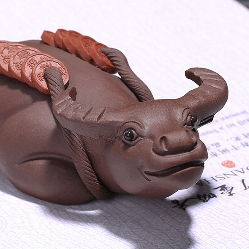 Creative Lucky Ox Wealthy Bring Mascot Yixing Zisha Tea Pet House Warming Gift