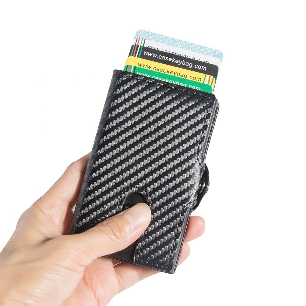 Carbon Fiber Slim Wallet Anti Rfid Credit Card Holders Case Leather Business 1PC
