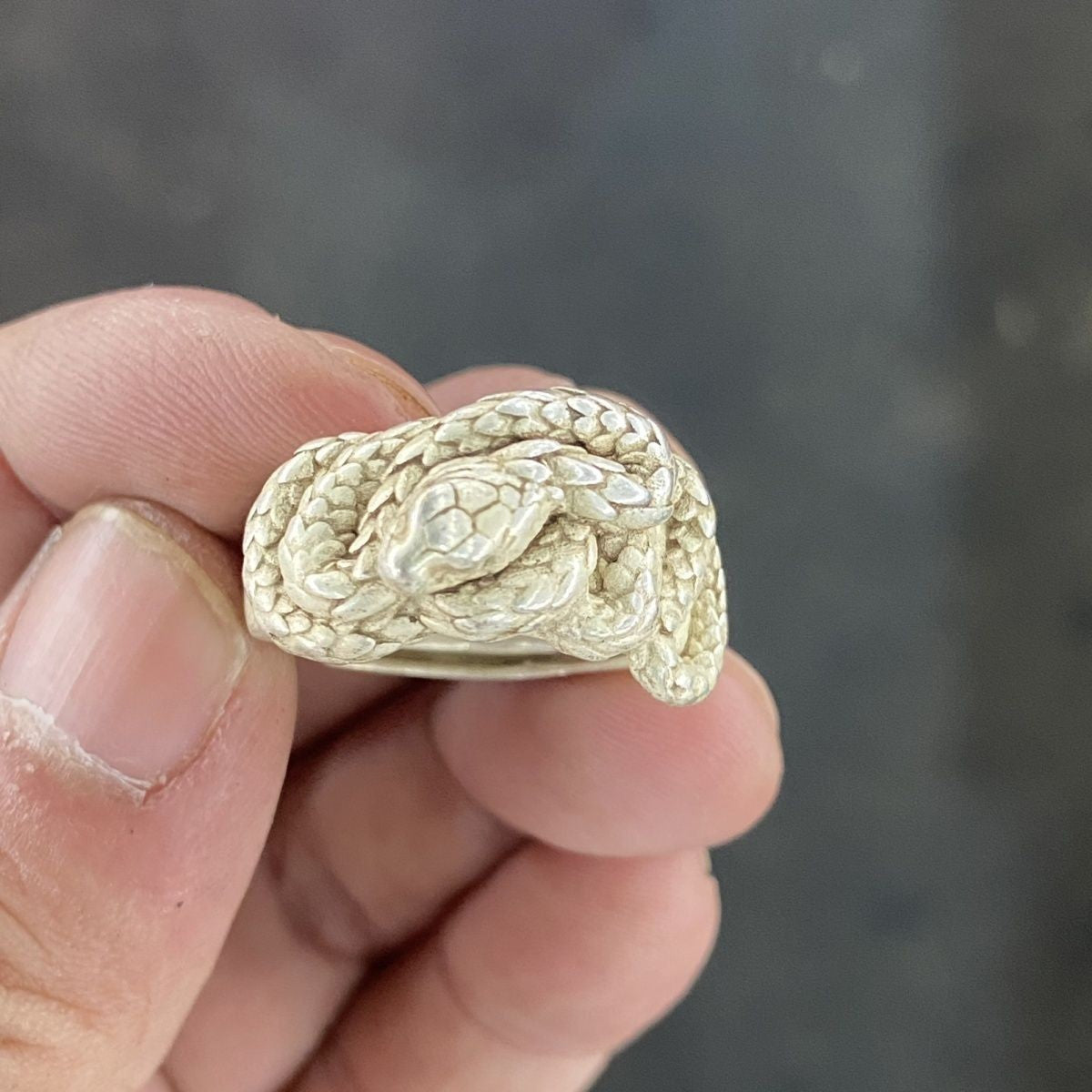 Vintage Chinese Antique Collection Snake Zodiac Adjustable Ring Nostalgic Gift