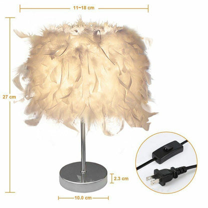 Feather Crystal Table Lamp Bedside Reading Room Sitting Heart Bedroom Light Gift