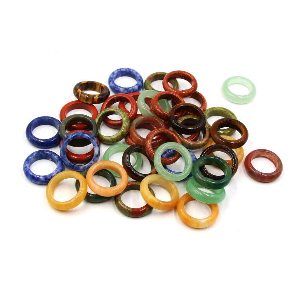 20pcs Wholesale Ring Jewelry Natural Agate Gemstone Mix Colorful Rings Lots