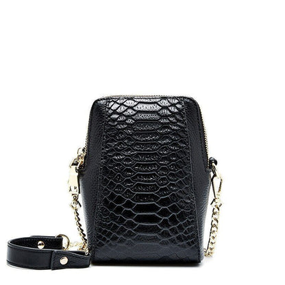 Diagonal Cross Sheepskin Bags Small Mobile Genuine Leather Pattern Shoulder Bag