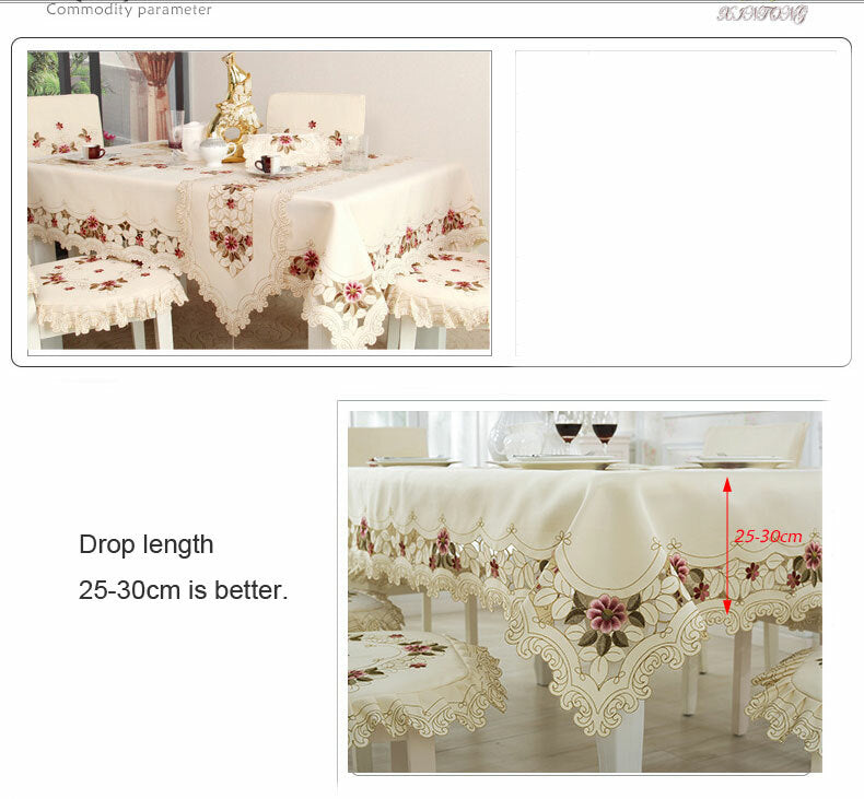 European Rustic Embroidered Tablecloth Rectangle Square Table Cover Home Decor