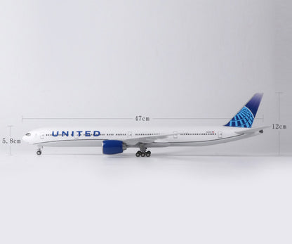 1:157 47CM UNITED BOEING 777-300ER Airplane Landing Gear Resin Aircraft Model