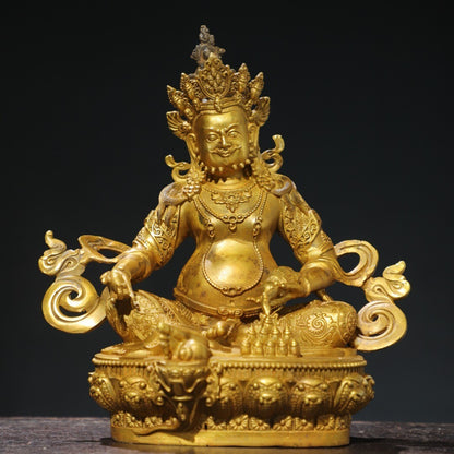 Chinese Antique Religious Buddha Statue Bronze Plated Gold [Huang Caishen]