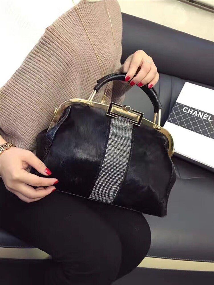 Soft Leather Purse Handbag Clip Fashion Shoulder Bag Messenger Pouch Cotton 1 PC