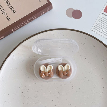 Women Contact Lens Case Plastic Lovely Cat Paw Container Storage Box 6.4x4x2.5cm