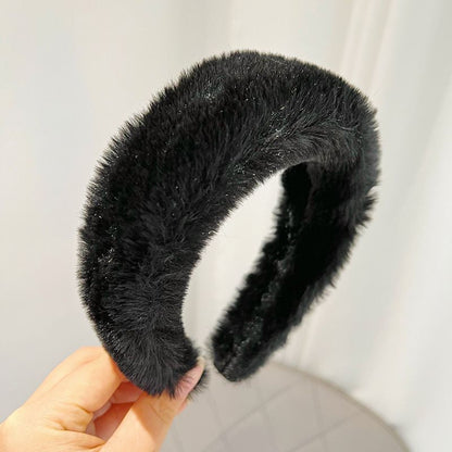 Women Headband Luxurious Faux Fur Crystal Hairband Casual Adult Hair Accessories