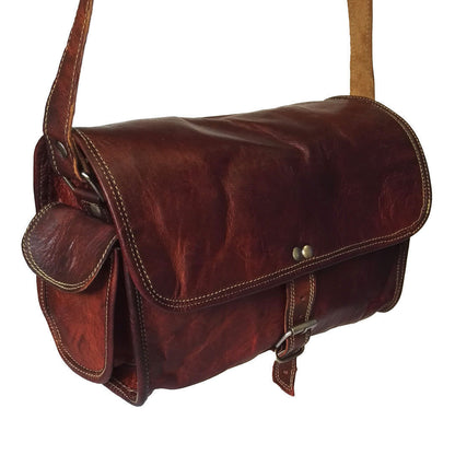 Luxury Men Leather Small Round Briefcase Bag Work Office Messenger Shoulder Bag