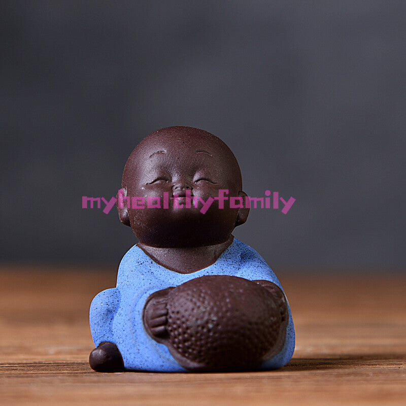 1PCS Purple Clay Small Buddha Statue Monk Figurine Boutique Tea Pet Tea Set