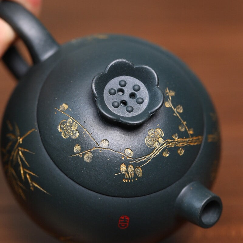 140ml Chinese Tea Pot Marked Real Yixing Zisha Clay Master Pot Handmade Carved
