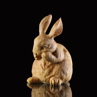 7*4.5*5 CM Carved Boxwood Carving Figurine - Lovely Rabbit