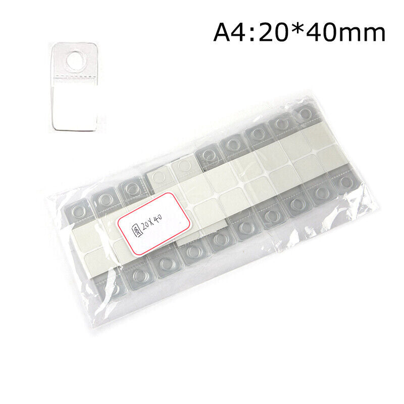 100pcs PVC Slot Hole Adhesive Hang Tags Hook Merchandise Box Bag Hangers Displa'