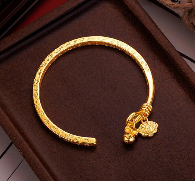 New Bell Ruyi 22K 23K 24K Gilding Yellow Gold Plated Bracele