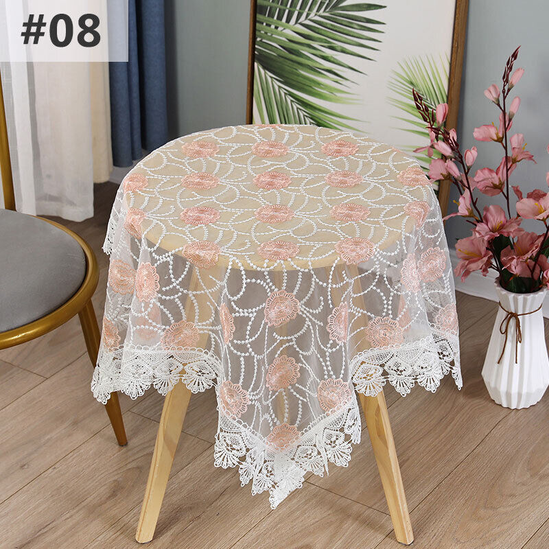 Lace Floral Embroidered Tablecloth European Style Tea Table Dust-Proof Covers