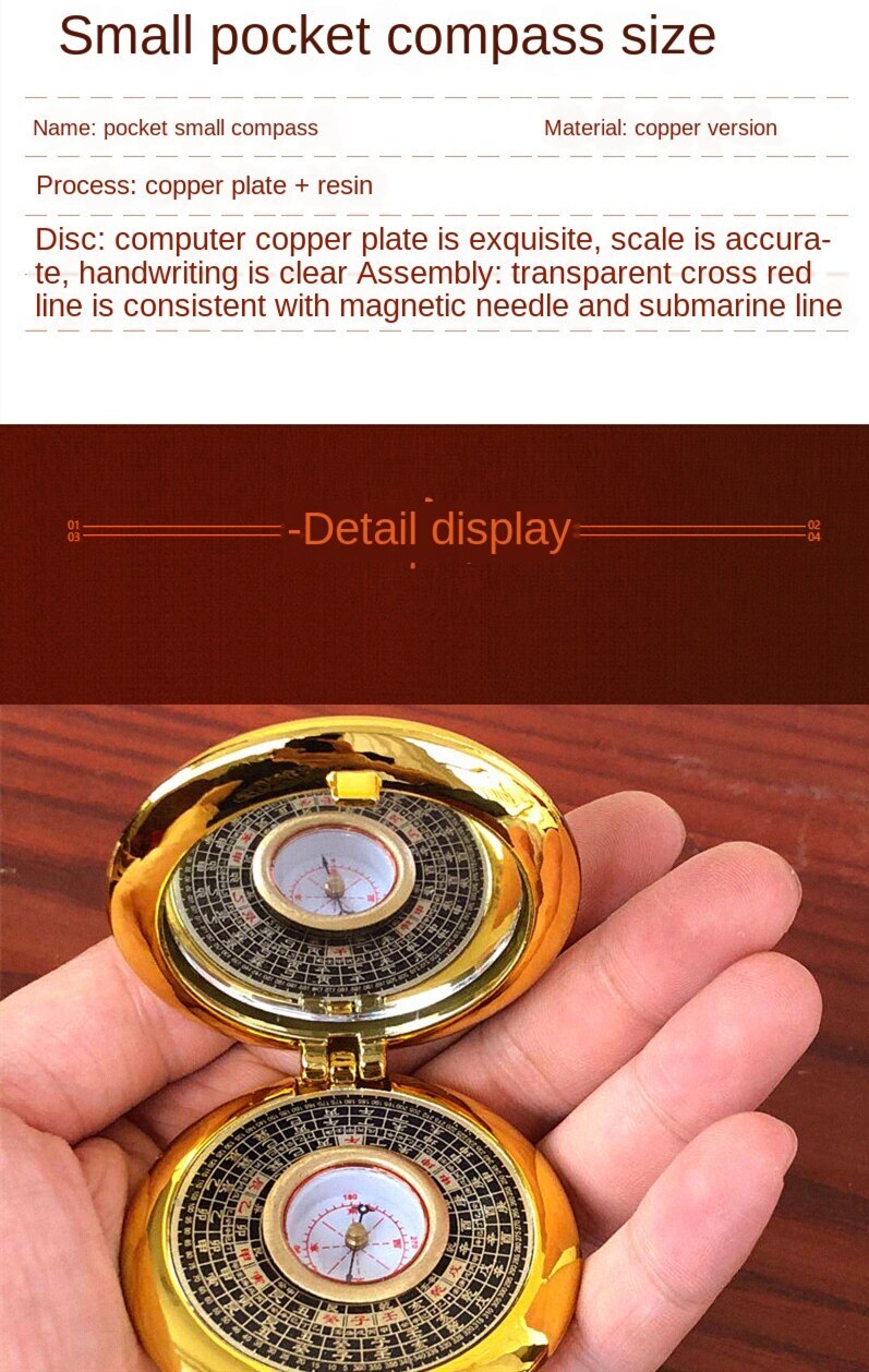 Old Pocket Feng Shui Compass Luo Pan Tool Dowsing Rod Master Blessed Home Decor