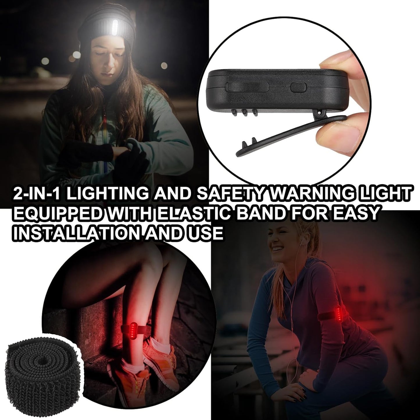 2 Pack Running Lights for Runners, Small Clip on Flashlight, Rechargeable Safety