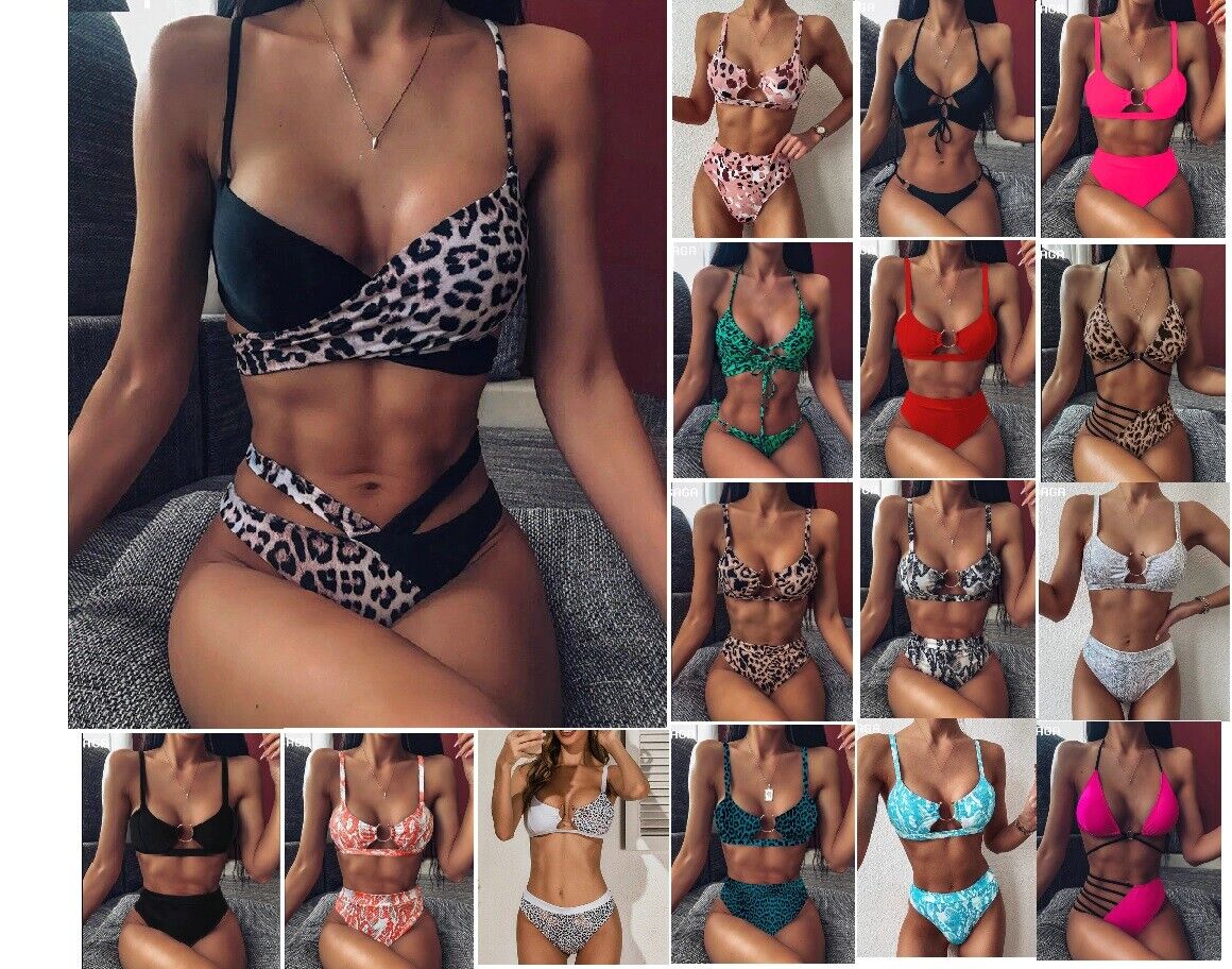 Women Swimwear High Waist Bikini Set Push Up Leopard Brazilian Bathing Swimsuits