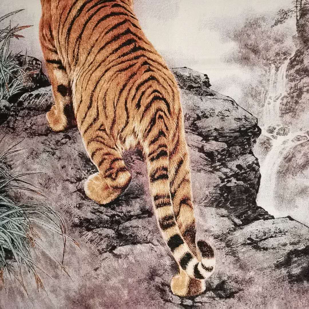 36"in Chinese Cloth Silk 12 Zodiac Animal Tiger Painting Home Decoration