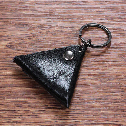 Triangle Leather Guitar Picks Bag Keychain Storage Case for Guitar Ukulele Pick