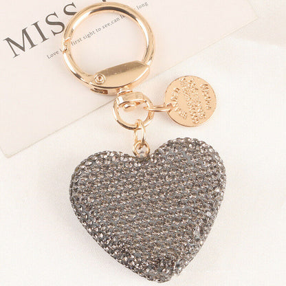 Full Rhinestone Heart Peach Heart Car Keychain Women Handbag Pendant Keyring *US