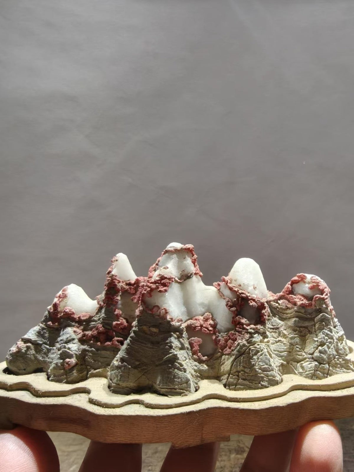 Natural Lingbi Stone Bailing White Mountain Stone Bonsai Suiseki Home Design