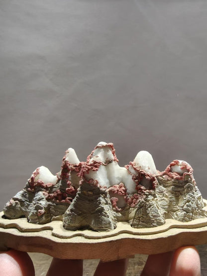 Natural Lingbi Stone Bailing White Mountain Stone Bonsai Suiseki Home Design