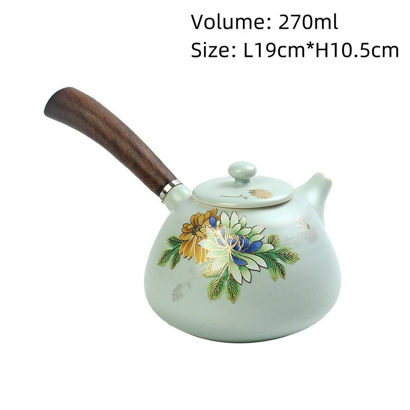 Ruyao Craft Porcelain Gaiwan Matching Tea Cup Pot Floral Pattern Pitcher Tureen