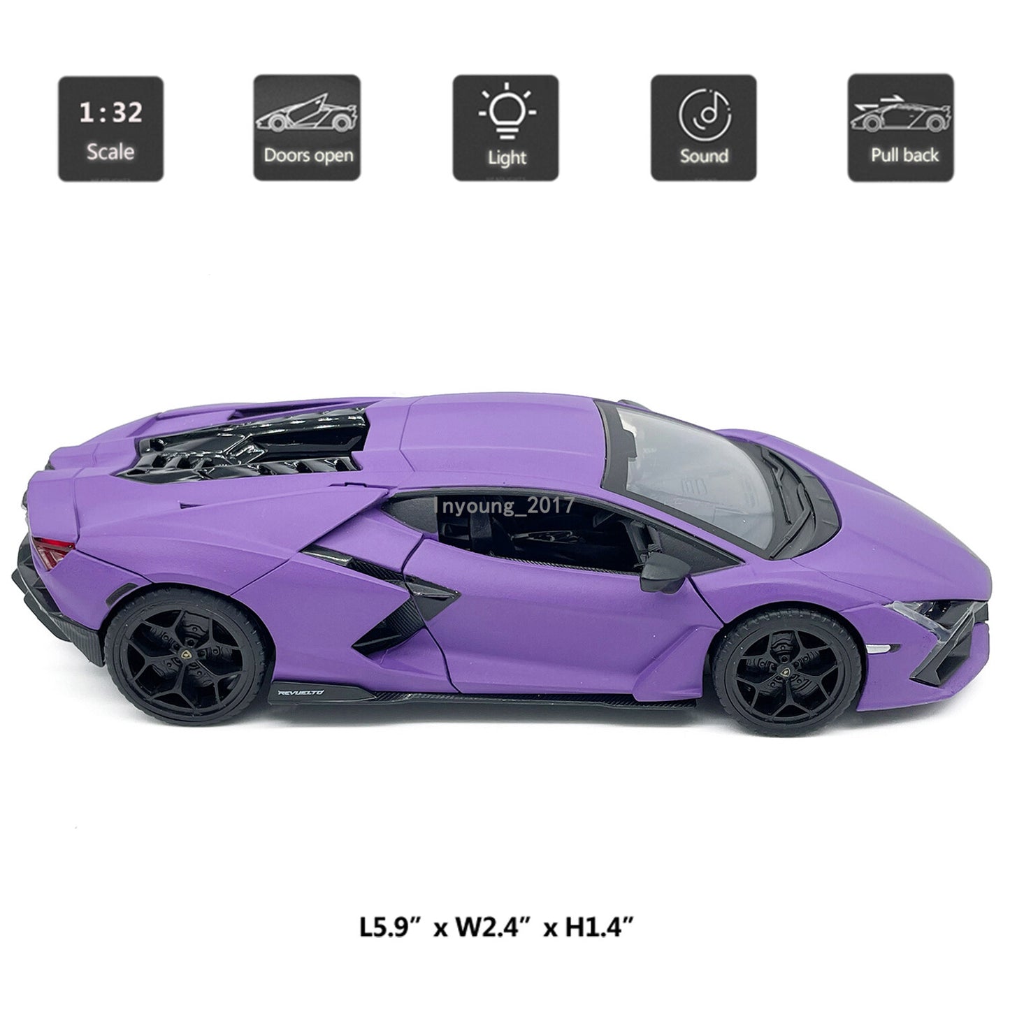 1:32 Lamborghini Revuelto Model Car Diecast Toy Vehicle Toys for Kids Purple