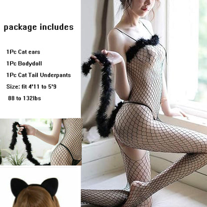 Sexy Cat Cosplay Lingerie Anime Costume Outfit Japanese Nightgown Sets Underwear