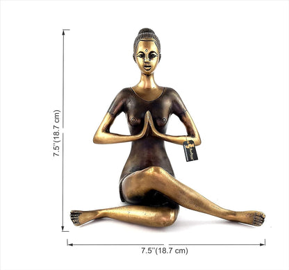 Brass Namaste Yoga Instructions Sitting Lady Sculpture Figurine Idol Home Decor
