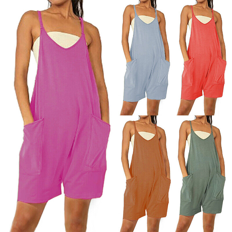 Dungarees Jumpsuit Holiday Ladies Casual Baggy Jumpsuit Playsuit