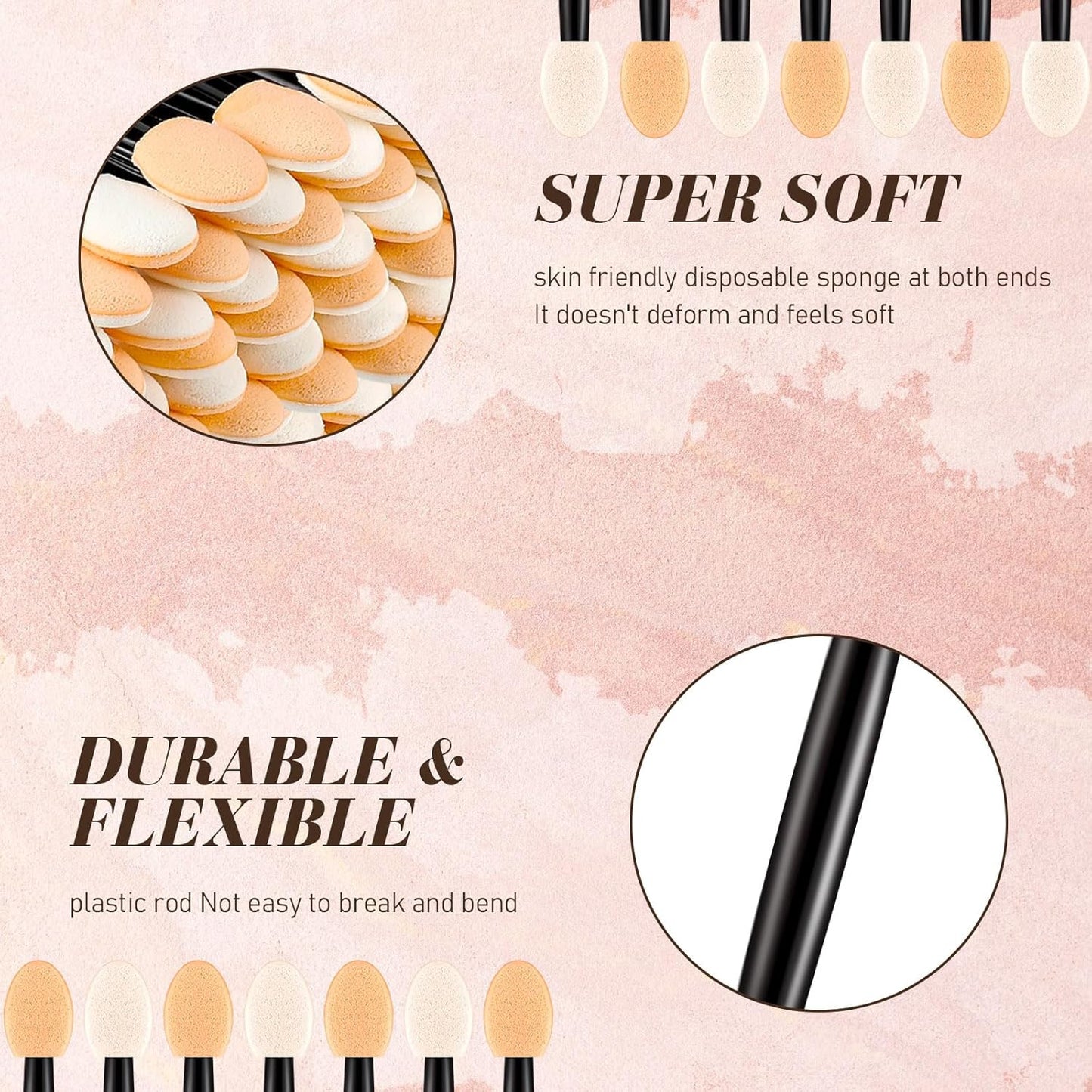 60Pcs Disposable Eyeshadow Brush, Double Ended Sponge Eye Shadow Applicator