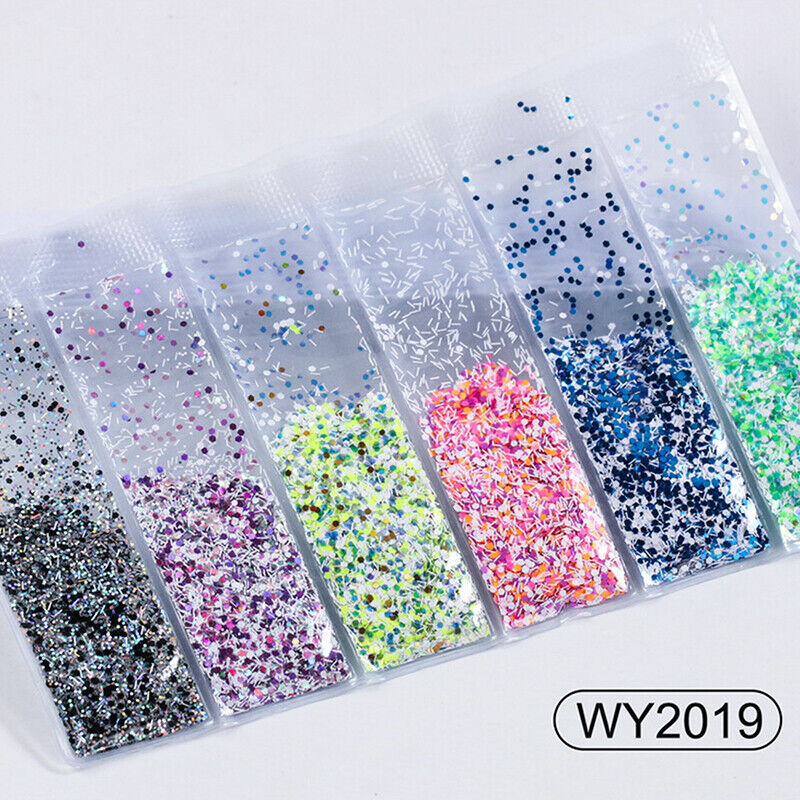 6 grids/bag Nail Art Sequins Colorful Nail Polish Flakes Foils For ManicurSE