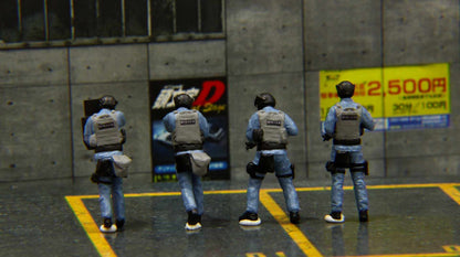 NEW 1:64 Scale Hong Kong Police CTRU Team Figure 4pcs for 1/64 Diorama Car Model