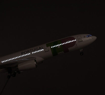 47CM TAP PORTUGAL AIRBUS A330 Airplane Led Sound-controlled Light Resin Model