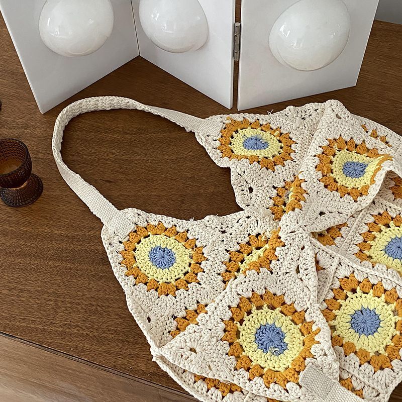 Knitted Bag Bohemian Shoulder Crossbody Totes Handmade Hollow Out Crochet Purse