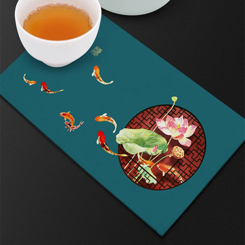 Velvet Fiber Tea Towel Water Absorbent Towel For Tea Set Pot Zen Style Lotus New