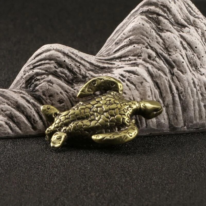Brass Turtle Ornaments Tea Pet Decoration Office Ornaments Copper Artifact
