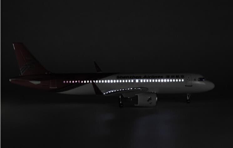 47CM SHENZHEN AIRLINES AIRBUS A320neo Plane Led Sound-controll Light Resin Model