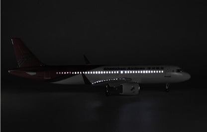47CM SHENZHEN AIRLINES AIRBUS A320neo Plane Led Sound-controll Light Resin Model