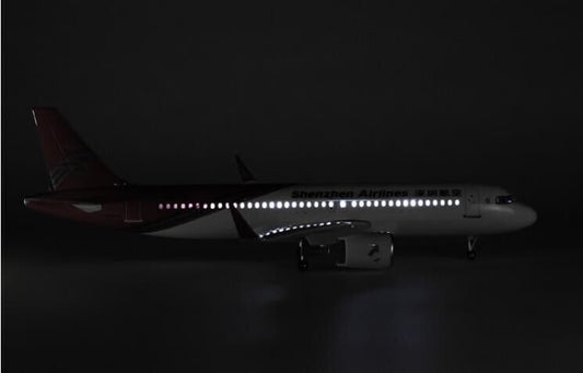47CM SHENZHEN AIRLINES AIRBUS A320neo Plane Led Sound-controll Light Resin Model