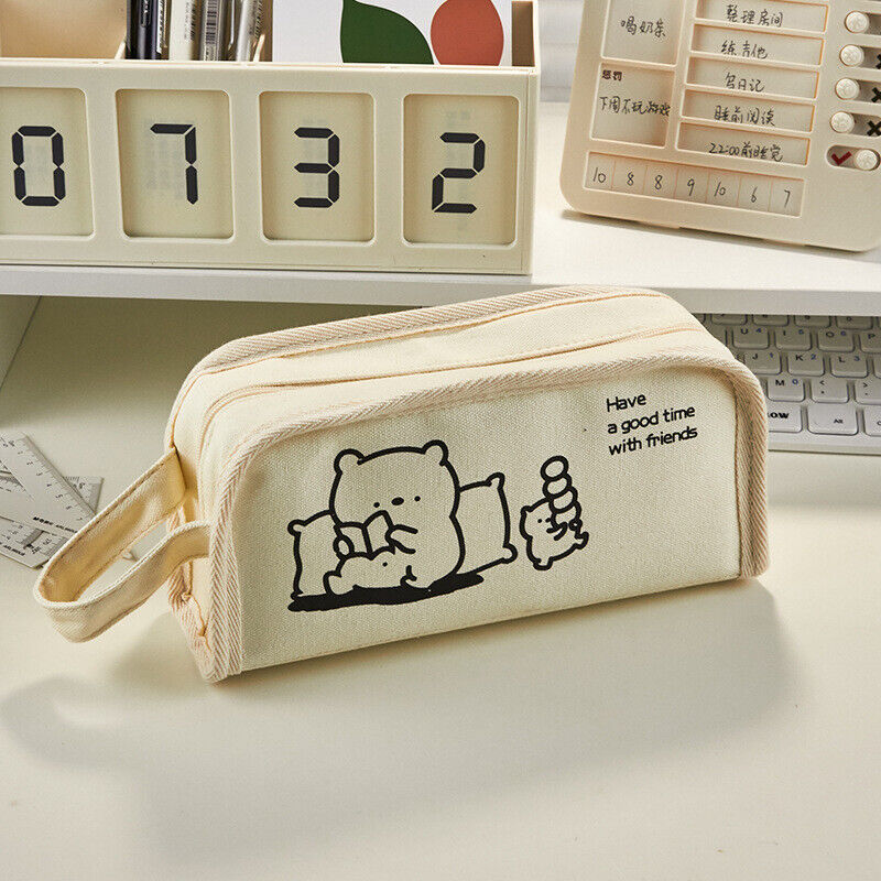 Cute Pencil Case Large Capacity Zipper School Stationery Organizer Pen Pouch Bag